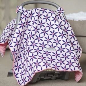 Baby CarSeat Canopy in Pink and Navy Geometric